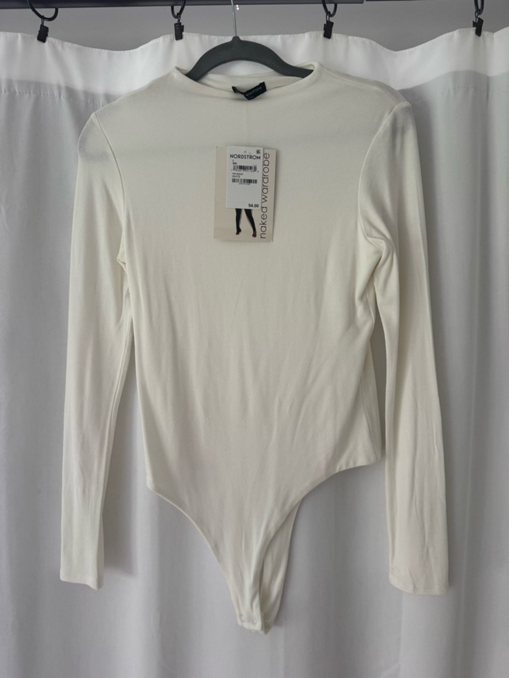 naked wardrobe Cream Long Sleeve Bodysuit Top